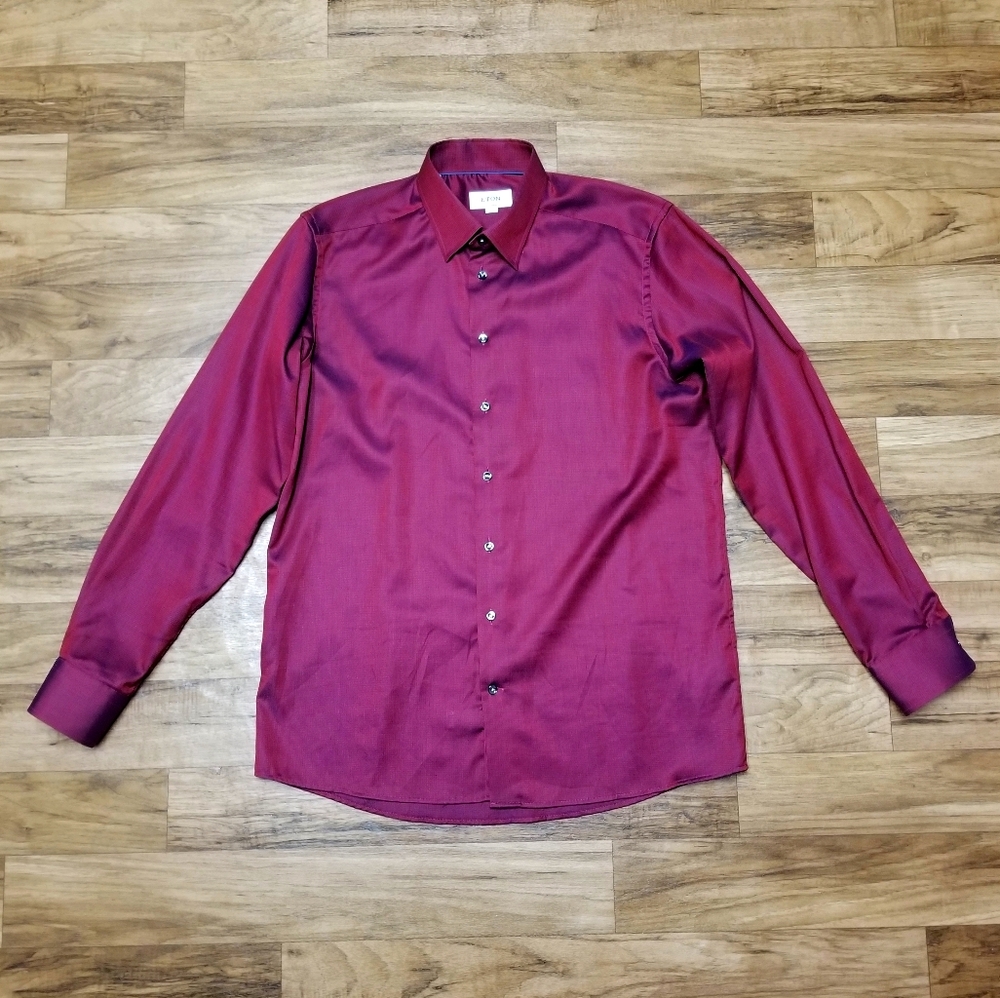 Men's Casual Button-Down Shirt - Burgundy